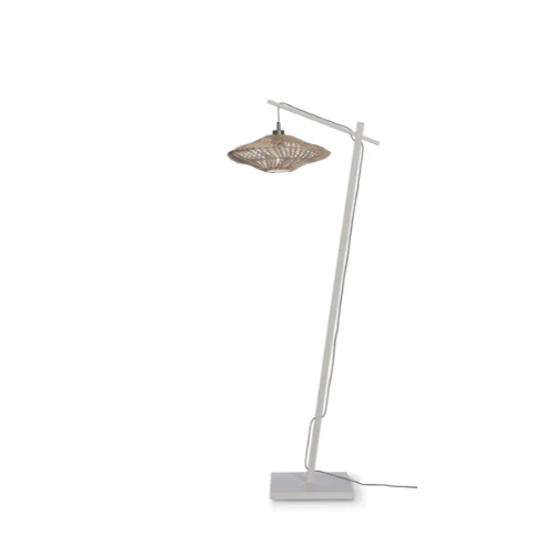Good&Mojo Vloerlamp Zanzibar S bamboe wit 150cm/kap dia.40xh.12cm. wit